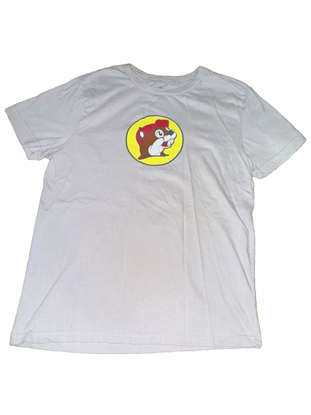 White Short-Sleeve Graphic Tee with Yellow Badge Logo